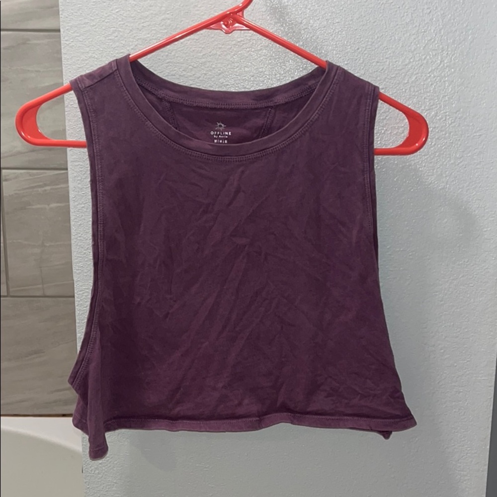 AERIE OFFLINE PURPLE CROPPED RELAXED TANK